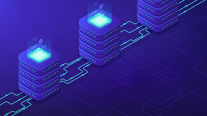 Image showing Isometric server-side processing concept.