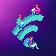 Image showing Free WiFi hotspot isometric concept.