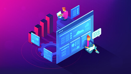 Image showing Digital strategy and planing isometric illustration.