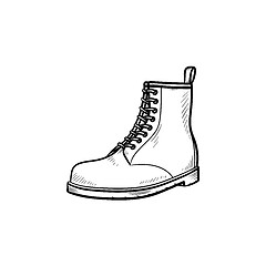 Image showing Hiking boot hand drawn outline doodle icon.