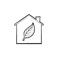 Image showing Eco house hand drawn outline doodle icon.