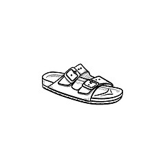 Image showing Sandal hand drawn outline doodle icon.