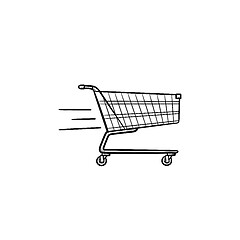 Image showing Fast delivery shopping cart hand drawn outline doodle icon.