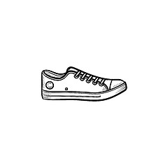 Image showing Sneaker hand drawn outline doodle icon.