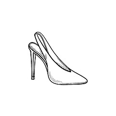 Image showing High heel shoe hand drawn outline doodle icon.