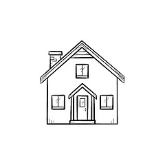 Image showing Detailed house hand drawn outline doodle icon.