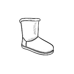 Image showing Soft boot hand drawn outline doodle icon.