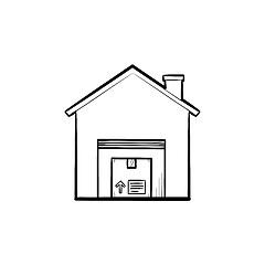 Image showing Warehouse hand drawn outline doodle icon.