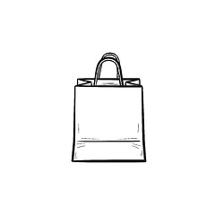 Image showing Shopping bag hand drawn outline doodle icon.