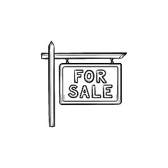 Image showing For sale sign hand drawn outline doodle icon.