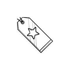 Image showing Price tag with star hand drawn outline doodle icon.