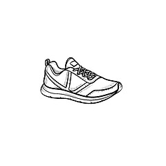 Image showing Sneaker hand drawn outline doodle icon.