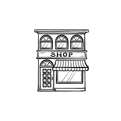 Image showing Shopping store hand drawn outline doodle icon.