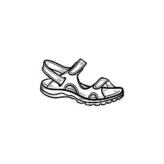 Image showing Realistic child sandal drawn outline doodle icon.