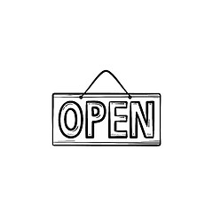 Image showing Open sign drawn outline doodle icon.