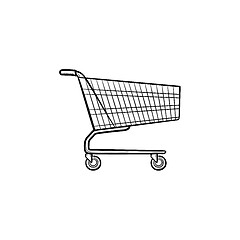 Image showing Shopping cart hand drawn outline doodle icon.