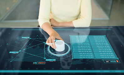 Image showing woman with control knob on interactive panel