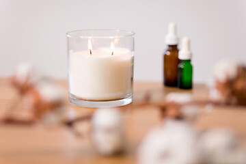 Image showing burning home fragrance candle in glass holder