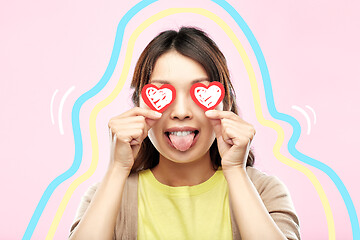 Image showing happy woman with eyes of hearts