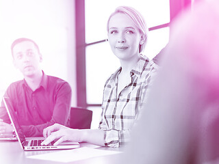 Image showing Business Team At A Meeting at modern office building