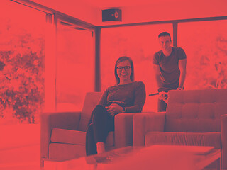 Image showing couple relaxing at  home