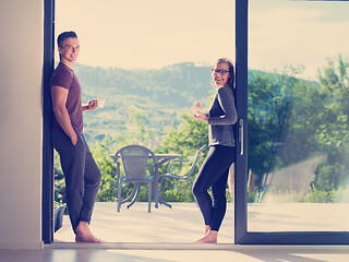 Image showing couple on the door of their luxury home villa