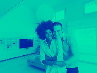 Image showing multiethnic couple hugging