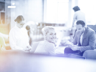 Image showing Startup Business Team At A Meeting at modern office building