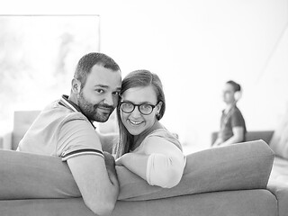 Image showing family with little boy enjoys in the modern living room