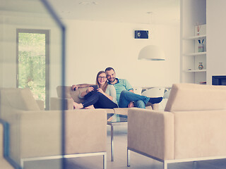 Image showing couple relaxes in the living room