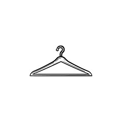 Image showing Clothes hanger hand drawn outline doodle icon.