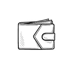 Image showing Modern wallet hand drawn outline doodle icon.