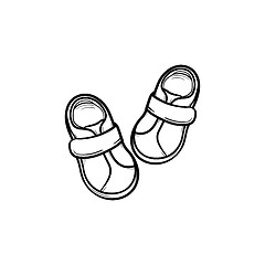 Image showing Baby shoes hand drawn outline doodle icon.