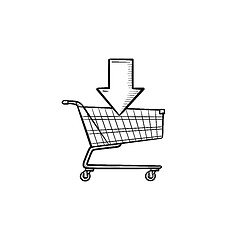 Image showing Shopping online cart hand drawn outline doodle icon.