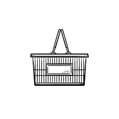 Image showing Shopping basket hand drawn outline doodle icon.