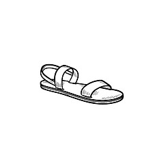 Image showing Sandal hand drawn outline doodle icon.