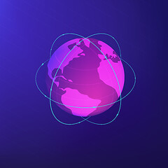 Image showing Isomentric global network concept.