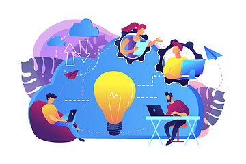 Image showing Cloud collaboration concept vector illustration.