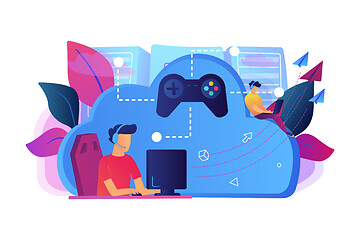 Image showing Cloud gaming concept vector illustration.