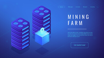 Image showing Isometric mining farm landing page concept.