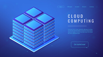 Image showing Isometric server farm cloud computing concept.