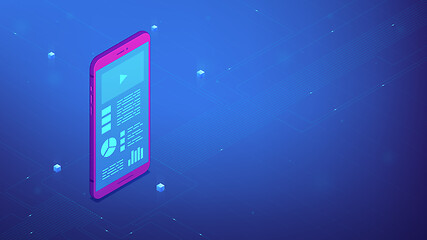 Image showing Smartphone interface design. Isometric vector 3d illustration.