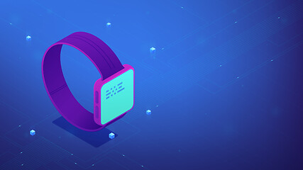 Image showing Smart watch interface. Isometric vector 3d illustration.