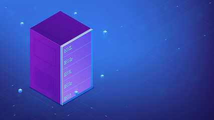 Image showing Isometric quantum computer. Vector 3d illustration.