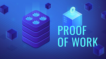 Image showing Isometric blockchain proof of work vector illustration.