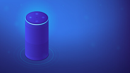 Image showing Isometric voice assistant illustration.