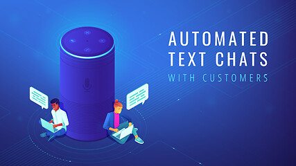 Image showing Isometric voice assistant automated text chats illustration