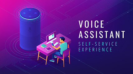 Image showing Isometric voice assistant automated self service illustration