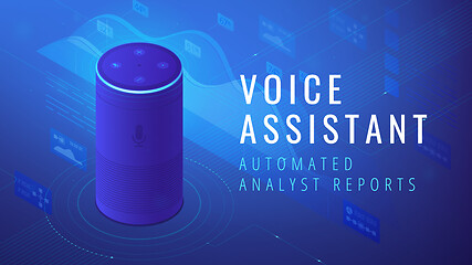 Image showing Isometric voice assistant automated analyst report illustration