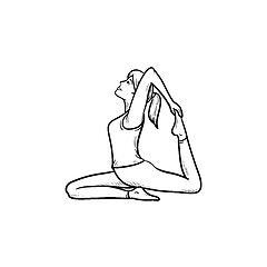 Image showing Woman in yoga king pigeon pose hand drawn outline doodle icon